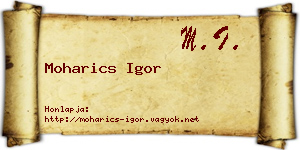 Moharics Igor névjegykártya
